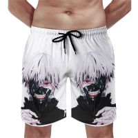 Ken Kaneki Mask Board Shorts ฤดูร้อน Tokyo Ghoul Run Surf Beach Shorts ผู้ชายกางเกงว่ายน้ำลายฮาวาย