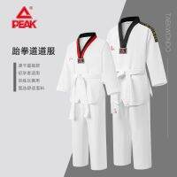 Peak Taekwondo Suit เสื้อผ้าฤดูร้อนสำหรับผู้ใหญ่และเด็กสำหรับผู้ชายและผู้หญิงชุดฝึกเทควันโดแขนยาวและแขนสั้น