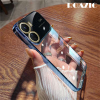 ROAZIC กับเคสสำหรับ VIVO ฟิล์มเลนส์ Y16ไฟฟ้าเคสใส่โทรศัพท์มุมมองขนาดใหญ่กันกระแทก TPU เนื้อนิ่มโปร่งใส C01-2ฝาหลังบางเฉียบ