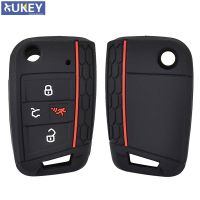 lujie 4 Button Silicone Car Remote Key Fob Shell Cover Case For VW Golf 7 Skoda Octavia Atlas Skin Holder Protector 2016 2017 2018