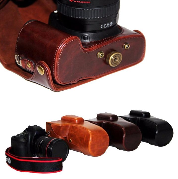 หนัง-pu-แบบใหม่ฝาครอบกระเป๋าใส่ของกล้องวีดีโอสำหรับ-canon-eos-เคสกล้อง6d-3สีกาแฟสีดำสีน้ำตาล