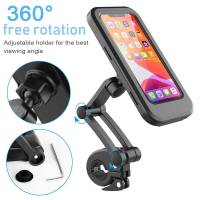 Motorcycle Phone Holder. Waterproof Bike Phone Mount Bicycle phone Holder for Bike with Touch Screen/360° Rotation/Height Adjustable for Motorcycle Bike Handlebar Phone Clamp Fits 4-6.8" Smartphones