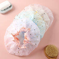 Double-layer shower cap waterproof bath headgear female thickened cute Korean household shower cap hair cover kitchen oil fume