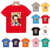 เสื้อยืดเด็กผู้ชาย ผ้าฝ้าย แขนสั้น ลายการ์ตูน One Piece Luffy 8 สี QC7311127