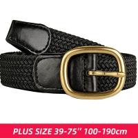 Drizzte Womens Plus Size Belt 90cm-190cm Long Black Gold Belt Braided Woven Elastic Stretch Belt Ladies 48 50 52 54 56 60 62 64