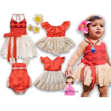 Girl Moana Vaiana Costume Children Princess Dress Summer Beach