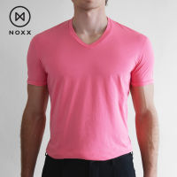 Noxx Extra Soft V-neck T-shirt: เสื้อยืดคอวี พรีเมี่ยม พีม่า คอตต้อน 100%  สีชมพู Salmon Pink