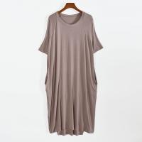 Plus Size 8XL 150kg Women Summer Modal Long Dress O Neck Short Sleeve Soft Comfortable Dresses Ladies Casual Large Home Dress