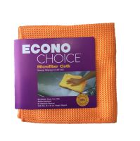 ECONO ผ้าไมโครไฟเบอร์สีส้ม ผ้าเช็ดกระจก Microfiber Waffle Weave 350G/M2 ผ้าวาฟเฟิล ขนาด 40x40ซ.เช็ดไร้ฝุ่นผ้า สะอาดใส ไร้คราบป้องกัน