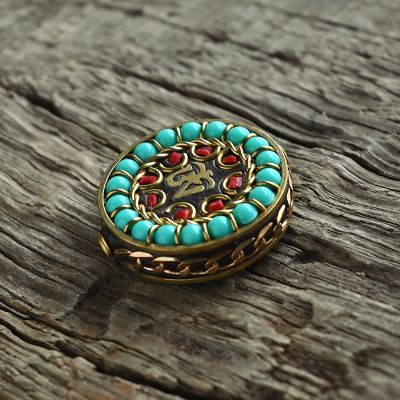 【CW】℗  TZ-A15 Nepal Tibetan Colorful Clay Round Buddhism Beads To Make Jewelry Six-Word ॐ