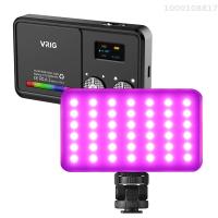 VRIG ไฟเติมสีแบบพกพา FD140 RGB ในกล้องแผงไฟ LED แฟลชวิดีโอถ่ายภาพ2500K-9000K หรี่แสงได้20ฉากไฟในตัวแบตเตอรี่ในตัวพร้อมตัวกระจายสายชาร์จตัวล็อคขาตั้งเย็น