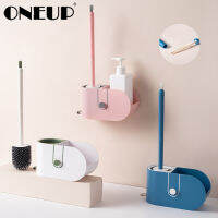 ONEUP Silicone Toilet Brush Wall-Mounted Toilet Cleaning Tools Home Clean Toilet Liquid Storage Rack Bathroom Accessories Sets