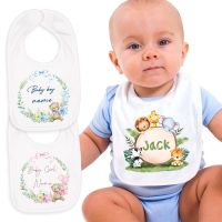 【YD】 Personalized Baby Bibs Custom Infant Bib Cartoon Print Boys Burp Cloths Feeding Newbron