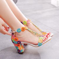 7 cm lighter one word with beaded party with sandals white lace beaded bride wedding shoes thick with sandals women