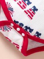 4th of July Baby Girl Outfits Clothes Letter Fireworks Print Sleeveless Romper Elastic Waist Shorts 2Pcs Sets (Red 3-6 Months)  by Hs2023