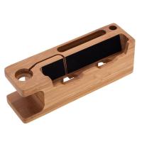 FULAIKATE Bamboo Wood Charging Stand for iPhone Desk Holder for iPad Docking Station Tablet PC Mobile Phone Pen Card Slot