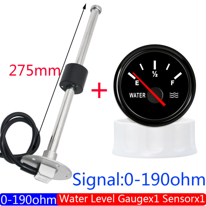 เซ็นเซอร์ระดับน้ำ52มิลลิเมตรระดับน้ำเมตรถังตัวบ่งชี้ที่มีแสงไฟสีแดง0-190โอห์มวัดระดับน้ำสำหรับรถยนต์เรือมอเตอร์9-32โวลต์