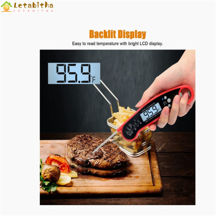 letabitha-เทอร์โมมิเตอร์อาหารพับได้จอ-lcd-แบ็คไลต์อุปกรณ์ช่วยในครัววัดอุณหภูมิที่แม่นยำสำหรับการประกอบอาหาร
