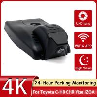 UHD 2160P 4K กล้องติดหน้ารถเครื่องบันทึกวีดีโอ DVR รถสำหรับ Toyota C-HR CHR Yize IZOA 2010 To 2016 2017 2018 2019 2020 Dashcam J44