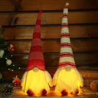 Christmas LED Light Striped Cap Faceless Doll Little Figurine Ornament Decoration Shine Gnome Handmade Dolls Xmas