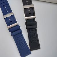 〖Bar watchband〗สร้อยข้อมือยางสีดำสีน้ำเงินเข้ม22มม. 24มม. สายนาฬิกา,สำหรับ Navitimer/ Avenger/ หัวเข็มขัดนาฬิกาข้อมือสายสเตนเลส