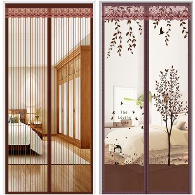 【LZ】 Summer Printed Magnetic Door Screen Curtain Anti Mosquito Fly Insect Net Automatic Close Curtain for Doorway Bedroom Living Room