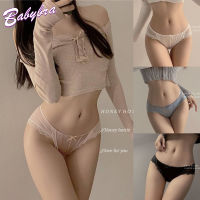 Babybra_shop กางเกงในเซ็กซี่ ลูกไม้ ซาติน แต่งโบว์ ใส่สบาย ผ้าฝ้าย เอวต่ำ กางเกงในผู้หญิง CBI22