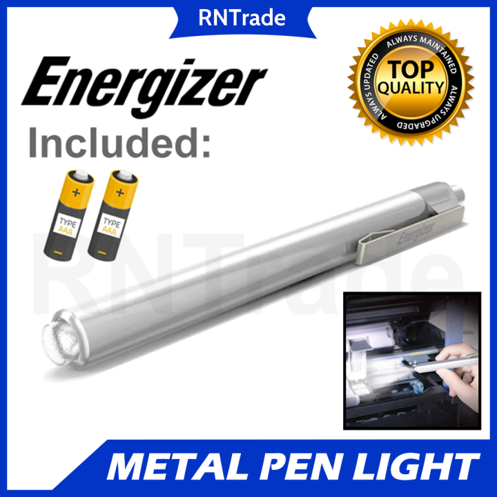 Energizer LED Metal Pen Light PLM22 Pen Flashlight Penlight with 2 pcs