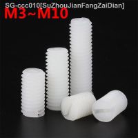 M3 M4 M5 M6 M8 M10 Metric Thread White Nylon PA66 Plastic Insulated Slotted Flat Point End No Head Headless Grub Bolt Set Screw