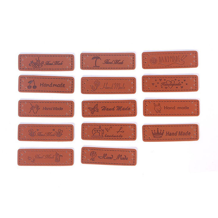 50pcs-brown-made-with-heart-pu-leather-handmade-label-tags-diy-sewing-craft