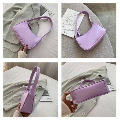 [กระเป๋าถือกระเป๋าสะพายไหล่แฟชั่นสําหรับสตรีหนัง Pu สีพื้น Crossbody ใส่ศัพท์ได้