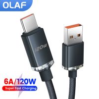 Olaf 6A 120W Type C USB Cable Fast Charge USB C Cable For Samsung Huawei Mate40 P40 Xiaomi 12pro Fast Charging Data Cord Wire Cables  Converters