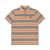 【high quality】  Burber - High Quality Horse Embroidered Icon Stripe Casual Polo Shirt