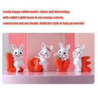 5PCS Chinese Zodiac Year Rabbit Ornament Miniature Rabbit Figures Love Happy Bunny ValentineS Day Gift