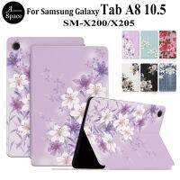 TabA8 เคสสำหรับ Samsung Galaxy Tab TabA8 A8 "Wi-Fi 10.5 LTE SM-X200ดอกไม้แท็บเล็ตหนังกันเหงื่อเคส PU แบบพับได้เคสตั้งปกป้อง SM-X205