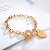 Female celets 316L Stainless Steel Chain Blank Heart Charms celet For Women Rose Gold Color celet femme Gift