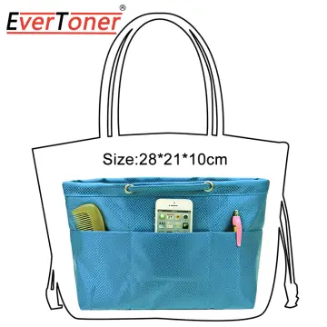 Vercord Premium Nylon Purse Organizer Tote Handbag Insert Organizers Bag in Bag Zipper 13 Pockets Beige Small