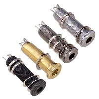 Electric Guitar Bass 6.35mm Socket Stereo 1/4 Inch Output Jacks Socket Plug Brass Straight Ribbed Tube Style Jack Anti-noisy Pipe Fittings Accessories