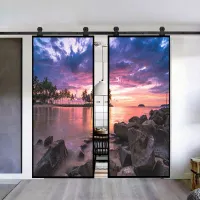 Privacy Window Film Static Cling No Glue Decorative Beautiful Sunset Window Treatments Window Coverings Glass Sticker for Home