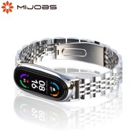 Pasek do Mi Band 8 7 6 5 4 3 metalowe opaski Mi Band 5 pasek Pulseira Mi Band 6 bransoletka do Xiaomi Miband 3 4 ze stali nierdzewnej