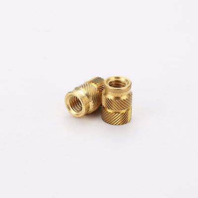 Brass Hot Melt Inset Nuts Heating Molding Copper Thread Inserts Nut SL-type Double Twill Knurled Injection Brass Nut M2M3 100Pcs
