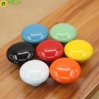 【cw】Ceramic Knob Handle Round Black White Red Orange Green Blue Yellow For Children Kids Home Furniture Pull Door Cabinet Drawer ！