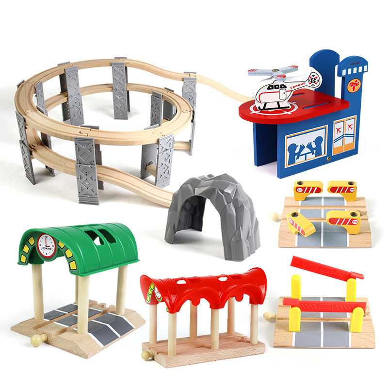 Wooden Train Track Accessories DIY Railway Building Toy Kit for Kids Gift 
