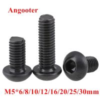 50pcs ISO7380 M5 Black Screws Grade 10.9 Hexagon Socket Button head Screw Round Head Mushroom Machine Screws Bolts Nails Screws  Fasteners