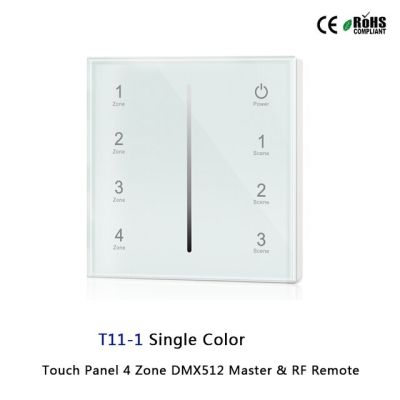 T11-1/T12-1/T13-1/T14-1หน้าจอสัมผัสโซน4 Dmx512 Master Rf สำหรับสีเดียว/อุณหภูมิสี /RGB/Rgbw แถบไฟ Led