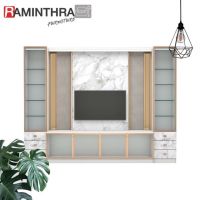 Raminthra Furnitureตู้โชว์วางทีวี รุ่น พิงค์โกลด์ ขนาด 300 ซม. สีขาว ( Showcase )