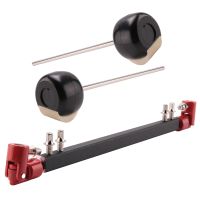 Double Drum Drive Shaft Connecting Bar Bass Drum Pedal Linkage with 2 Flat Head Drum Hammers for Drum Set Accessories