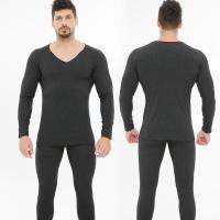 [YP] Men 39; S Thermal Underwear Long Johns Tops And Bottoms Set V-Neck Seamless For