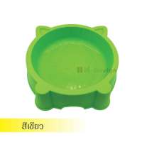 ชามอาหารหน้าแมว ชามสุนัข ชามแมว สีเขียวCat Food Bowl สำหรับใส่อาหารและน้ำ  พลาสติก สำหรับสุนัข แมว