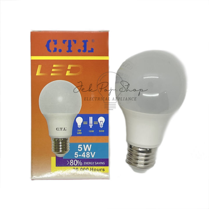 ใช้กับแบตเตอรี่-หลอดไฟ-led-หลอดประหยัดไฟ-e27-12v-24v-65v-3w-5w-ยี่ห้อ-ctl-แสงสีขาว-daylight-และ-แสงวอร์มไวท์-warmwhite